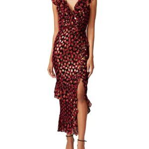 Saloni - Anita Metallic Silk Blend Midaxi Dress NWT sz4